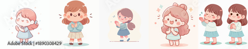 Vector Illustration of a Cute Girl Clapping Hands