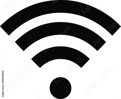 Wireless network signal strength icon featuring four black curved bars representing high speed internet and connectivity