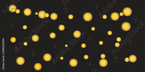 Golden Bokeh Lights and Stars on Dark Background