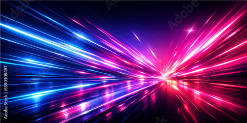 Abstract colorful space background featuring a bright flash of light and glowing stars in a motion of energy and laser waves for a cosmic night art wallpaper design