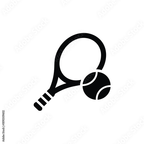 Black silhouette icon depicting a tennis racket and ball