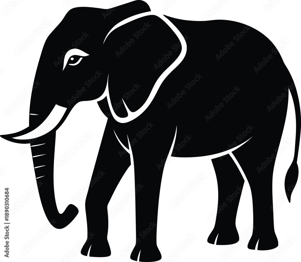 Fototapeta premium Elephant Silhouette Vector Illustration