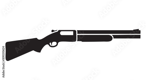 A black silhouette illustration of a shotgun viewed from the side