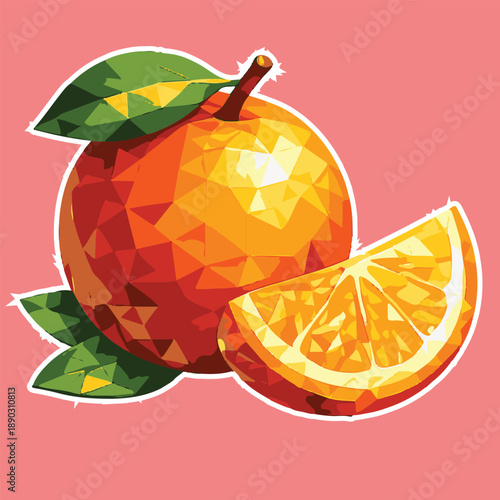 orange with lowpoly art, eps 10 illustration