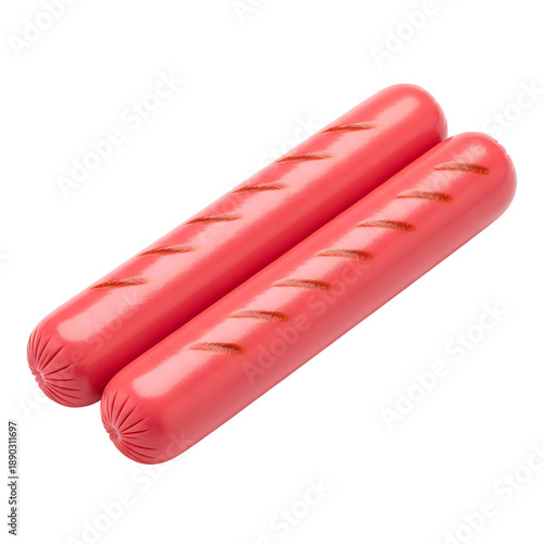 Pink Sausages with Grill Marks (204) image isolated on Transparent Background
