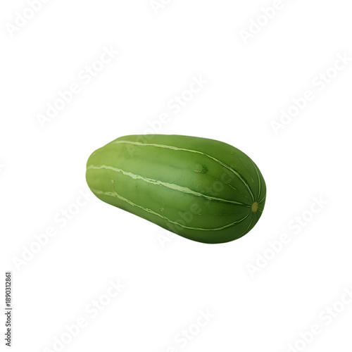 Top view of a fresh green cucumber isolated on white background, studio lighting