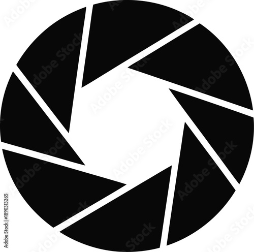 Camera aperture icon, representing photography settings, focus control, and optical mechanics in digital imaging