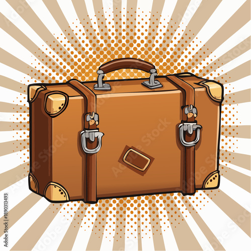 alter brauner Koffer - Cartoon Comic Stil