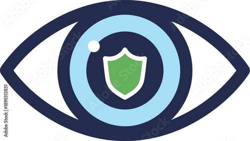 Chinese New Year Eye Symbol with Protective Shield, Modern Vector Icon for Lunar Festival Security and Good Fortune