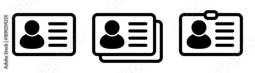 Employee Badge and Staff ID Identification Card Icons Set for Interface Design