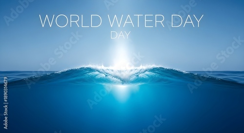 World water day celebration with ocean wave and sunlight
