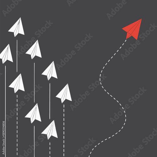 Business Leadership Growth Concept with Paper Planes Vector