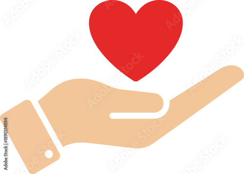 Chinese New Year Giving Hand with Red Heart Symbolizing Blessings, Charity, and Good Fortune