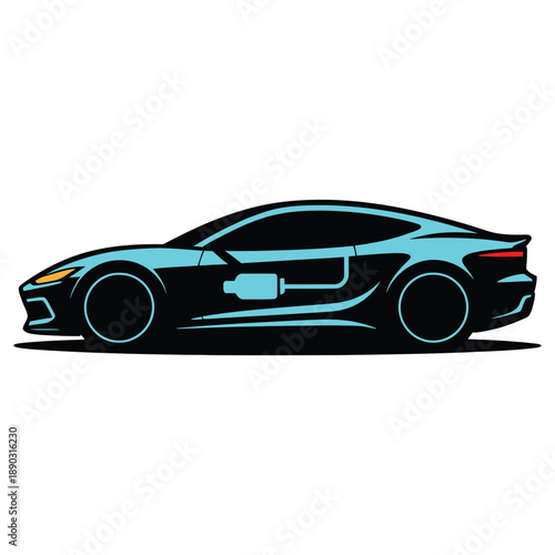 side view of a blue sports car