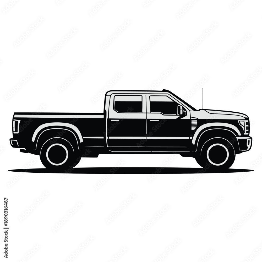 Obraz premium black truck with white outline on white background