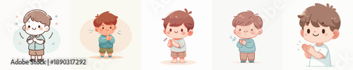 Vector Illustration of a Cute Boy Clapping Hands