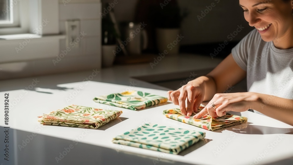 Fototapeta premium Eco-friendly kitchen with reusable beeswax wraps for sustainable living