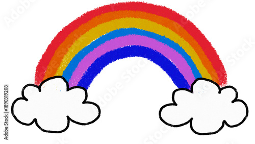 Cute Doodle Rainbow Illustration | Hand-Drawn Rainbow Clipart | Colorful Rainbow PNG for Kids