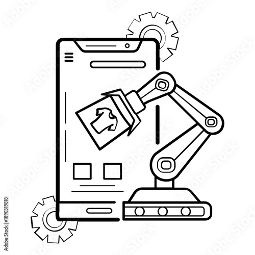 ai driven mobile shopping experience concept, Smart Fulfillment Integration vector icon design, E-commerce and shopping stock illustration