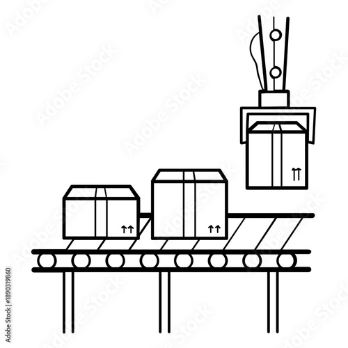 Robotic Package Sorting in Warehouses concept, Parcel Classification System vector icon design, E-commerce and shopping stock illustration