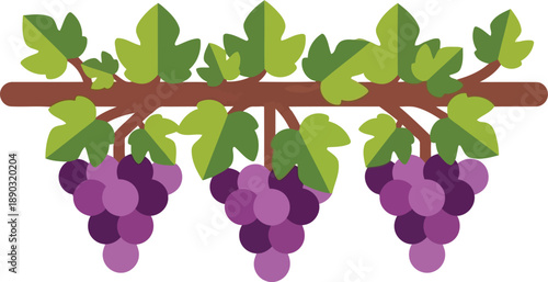 Chinese New Year Grapes Illustration Symbolizing Abundance and Prosperity, Festive Vector Design
