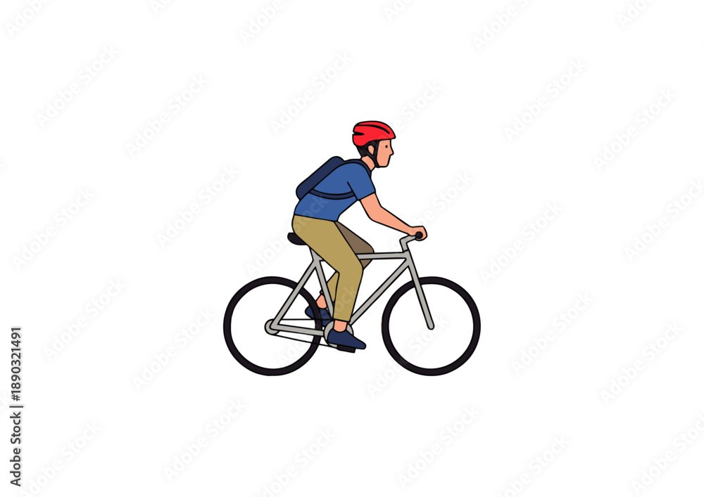Obraz premium A vibrant illustration depicting an energetic individual cycling on a modern bicycle, embodying healthy living, sustainable urban mobility, and active recreational pursuits