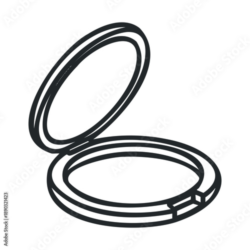 Compact powder case illustration featuring an open cosmetic item with a mirror, essential for beauty and personal grooming routines.