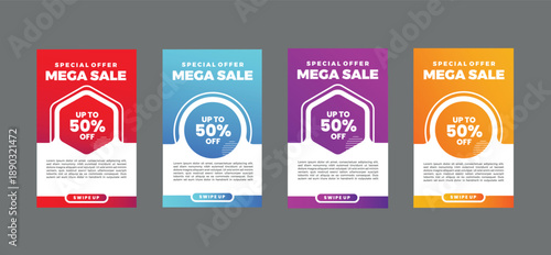 Vibrant promotional banners for special offer mega sale event online marketing