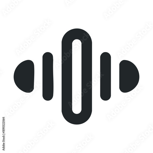 Modern sound wave icon representing audio visualization, voice recognition, or digital equalizer technology in a minimalist black and white graphic design.