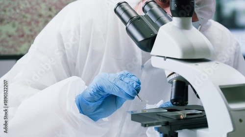 Engineer doctor working with microscope in laboratory, Scientific laboratory with various research equipment, man conducting experiments and research, Science and technology concept.