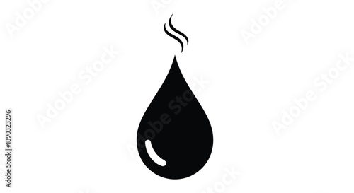 A simple black droplet shape against a white background silhouette