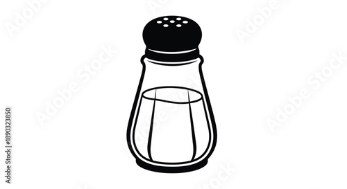 Simple black and white illustration of a salt shaker silhouette
