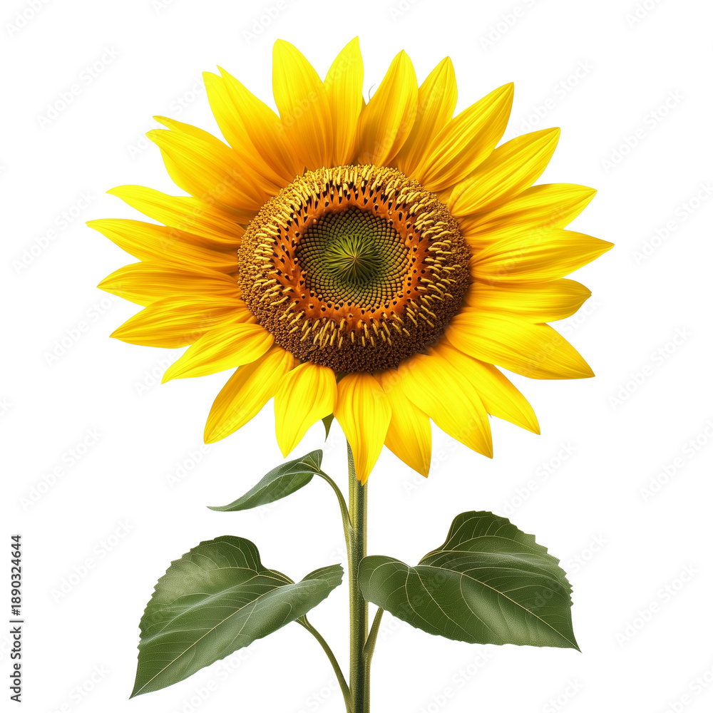 Obraz premium Single sunflower Isolated on White Background