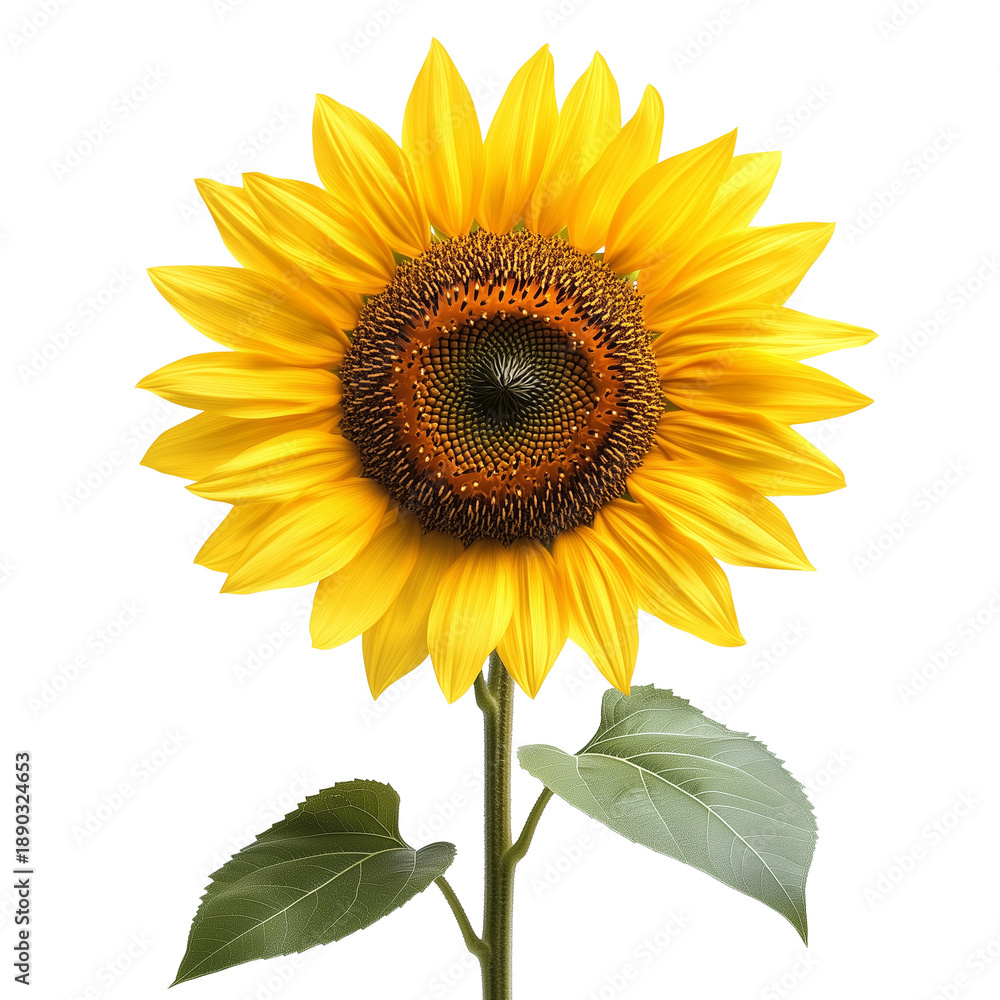 Obraz premium Single sunflower Isolated on White Background
