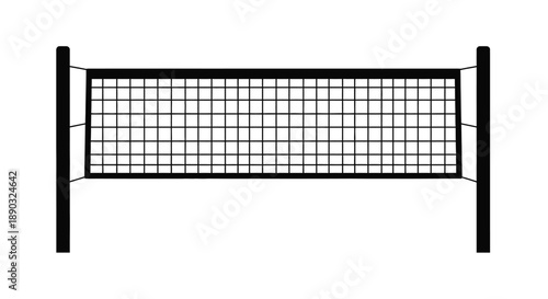 A simple black volleyball net illustration against a white background silhouette