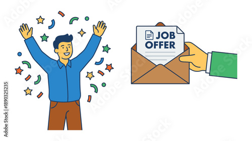 Man celebrating employment getting job offer success