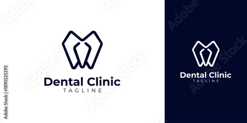 Geometric Tooth Logo for Dental Clinic Vector Design
