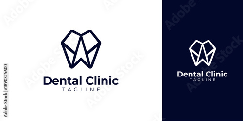Geometric Tooth Logo for Dental Clinic Vector Design