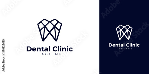Geometric Tooth Logo for Dental Clinic Vector Design