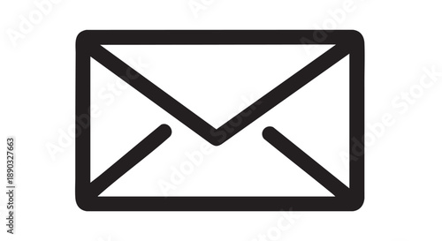 Simple illustration of an envelope icon on a clean white background viewed from directly above
