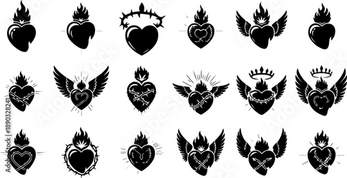 Mystic Tattoo Design Sacred Symbols Black Silhouette