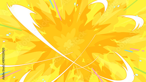 爆発のエフェクトが広がる背景イラスト_黄色_16:9