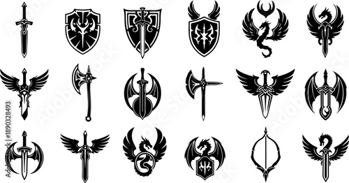 Mystic Tattoo Design Sacred Symbols Black Silhouette