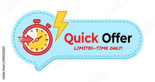 Quick offer banner with stopwatch and lightning symbol