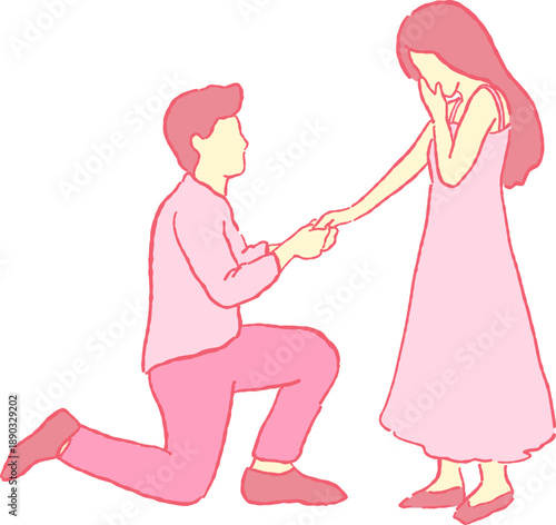 Hand Drawn Couple Marriage Proposal