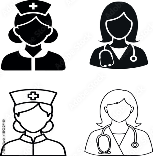 Healthcare professionals silhouettes