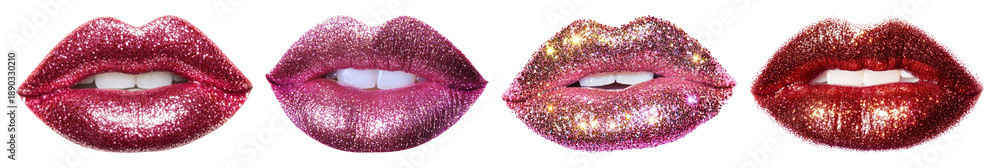 custom made wallpaper toronto digitalPNG Glittery lips vibrant colors element set on transparent background