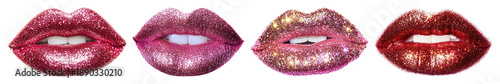 Wallpaper Mural PNG Glittery lips vibrant colors element set on transparent background Torontodigital.ca