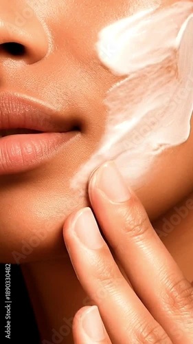 woman applying cream on her face facial serum cosmetics 