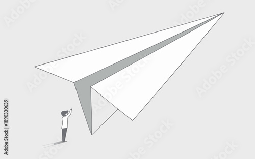 White Paper Airplane Minimalist 3D Concept on Light Background